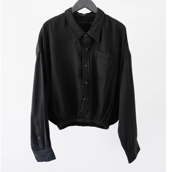 NWT R13 Gathered Hem Cotton Shirt - Black Causal - Picture 5 of 9